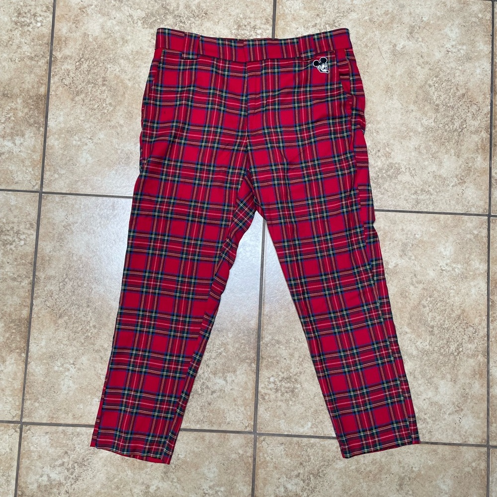Disney Red Plaid Mikey Chinos for Men